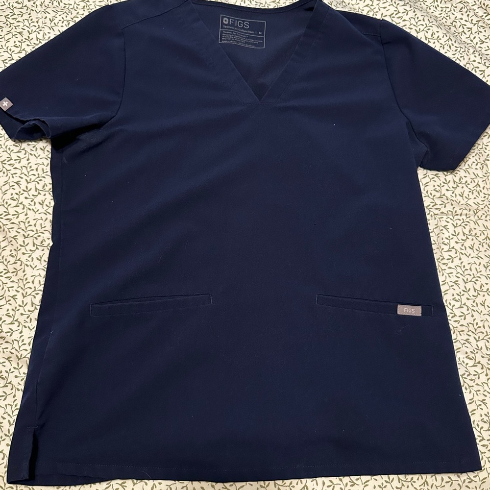 Figs Casma Navy Blue Scrub Top